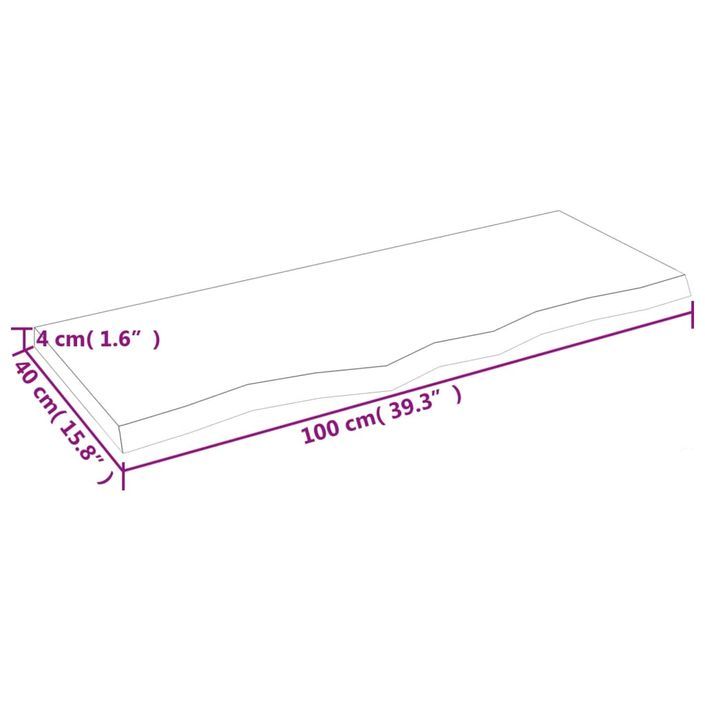 Dessus de table 100x40x(2-4) cm bois de chêne massif non traité - Photo n°8