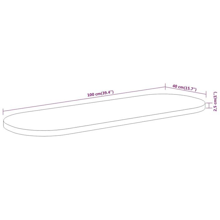 Dessus de table 100x40x2,5 cm ovale bois massif d'acacia - Photo n°9