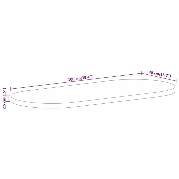 Dessus de table 100x40x2,5 cm ovale bois massif de manguier - Photo n°8