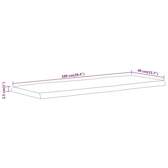 Dessus de table 100x40x2,5 cm rectangulaire bois massif acacia - Photo n°9