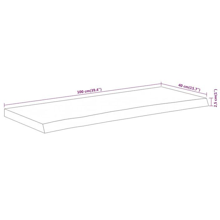 Dessus de table 100x40x2,5 cm rectangulaire bois massif acacia - Photo n°8