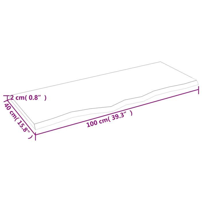 Dessus de table 100x40x2 cm bois de chêne massif non traité - Photo n°6