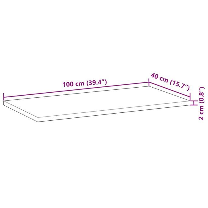 Dessus de table 100x40x2 cm rectangulaire bois massif d'acacia - Photo n°9