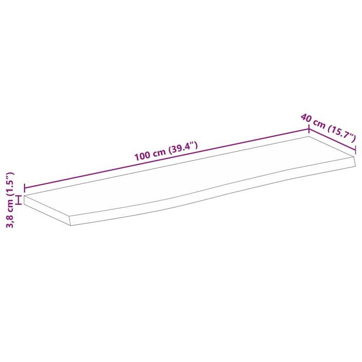 Dessus de table 100x40x3,8 cm bord vivant bois massif manguier - Photo n°9