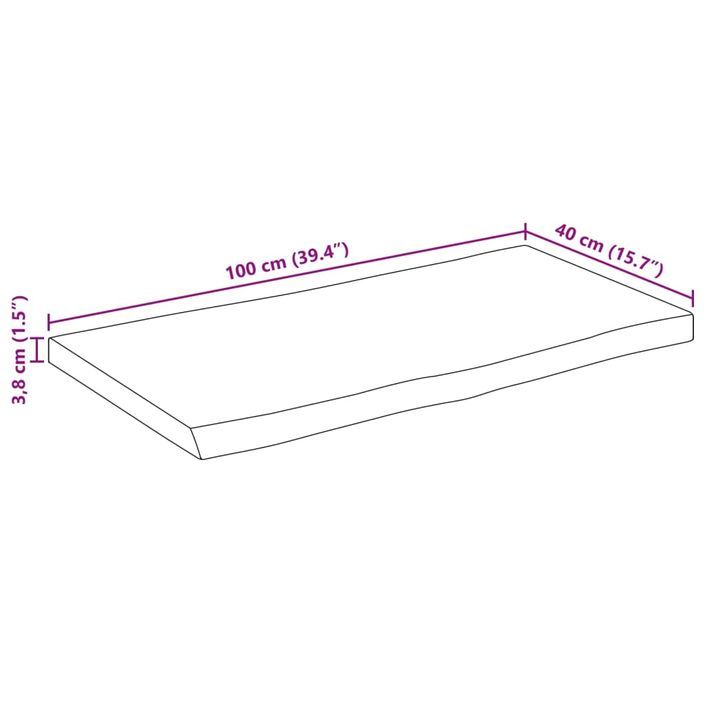 Dessus de table 100x40x3,8 cm bord vivant bois massif manguier - Photo n°9