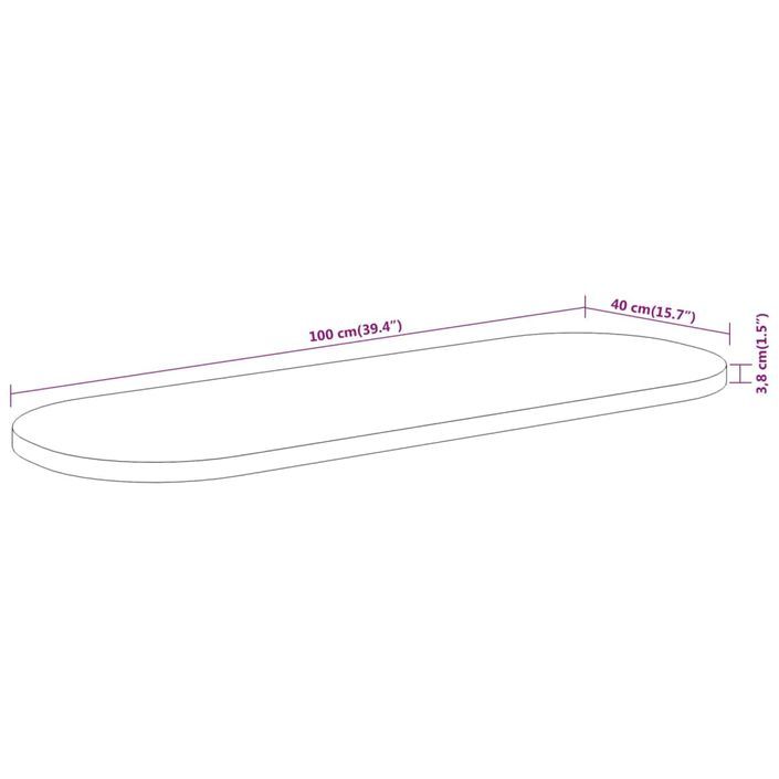 Dessus de table 100x40x3,8 cm ovale bois massif d'acacia - Photo n°9