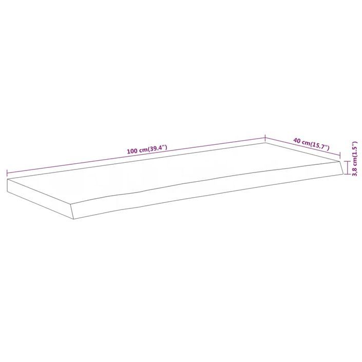 Dessus de table 100x40x3,8 cm rectangulaire bois massif acacia - Photo n°8