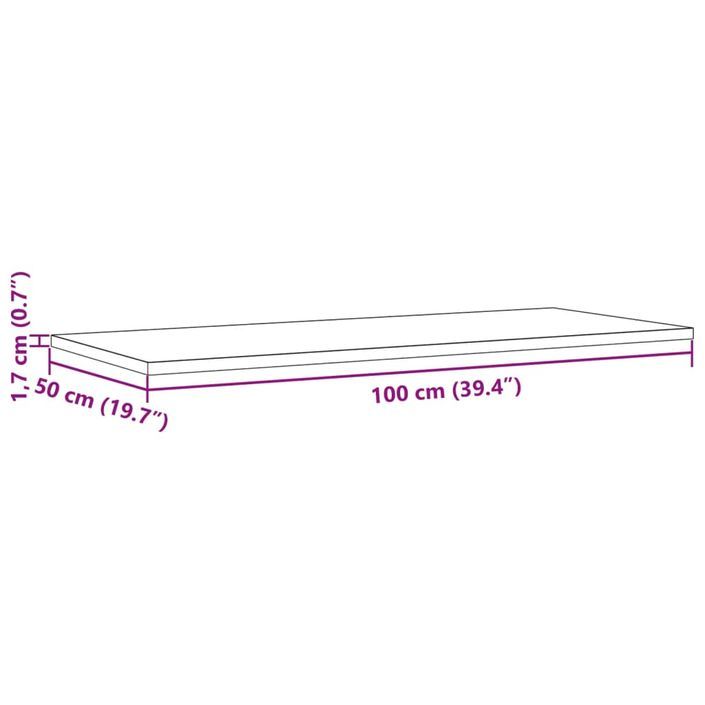 Dessus de table 100x50x1,7 cm rectangulaire bois de pin massif - Photo n°9