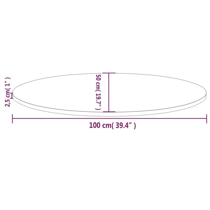 Dessus de table 100x50x2,5 cm bois de pin massif ovale - Photo n°7