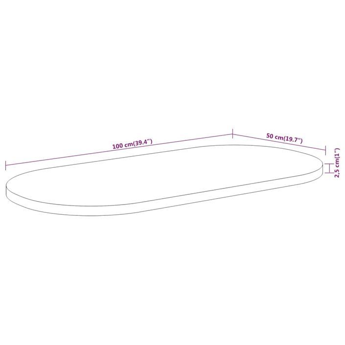 Dessus de table 100x50x2,5 cm ovale bois massif d'acacia - Photo n°9