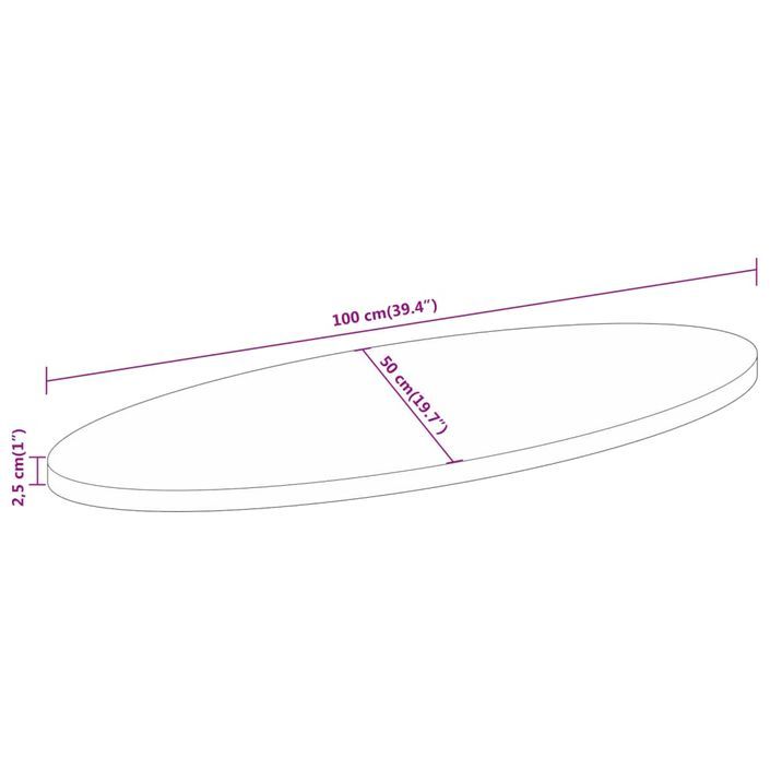 Dessus de table 100x50x2,5 cm ovale bois massif de manguier - Photo n°8