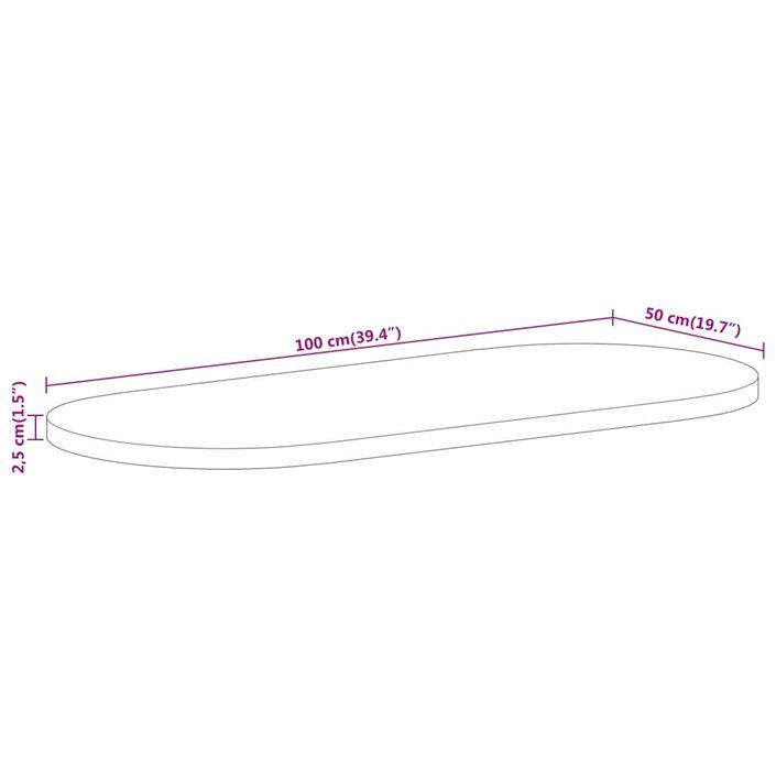 Dessus de table 100x50x2,5cm ovale bois massif de manguier brut - Photo n°8