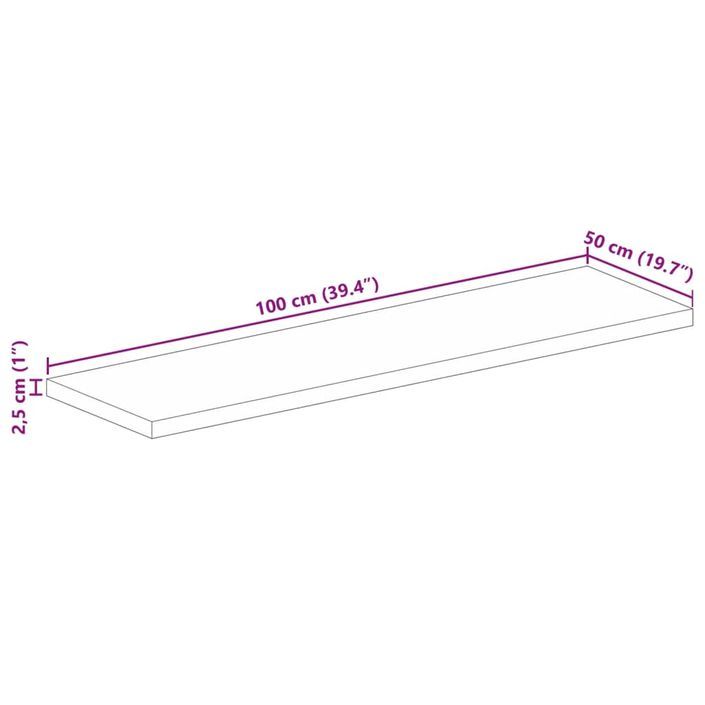 Dessus de table 100x50x2,5cm rectangulaire bois massif d'acacia - Photo n°9