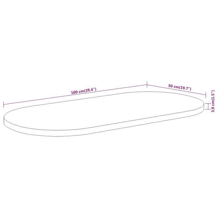 Dessus de table 100x50x3,8 cm ovale bois massif d'acacia - Photo n°9