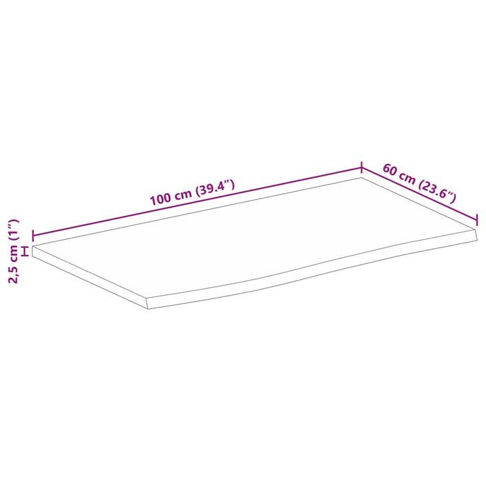 Dessus de table 100x60x2,5 cm bord vivant bois massif manguier - Photo n°9