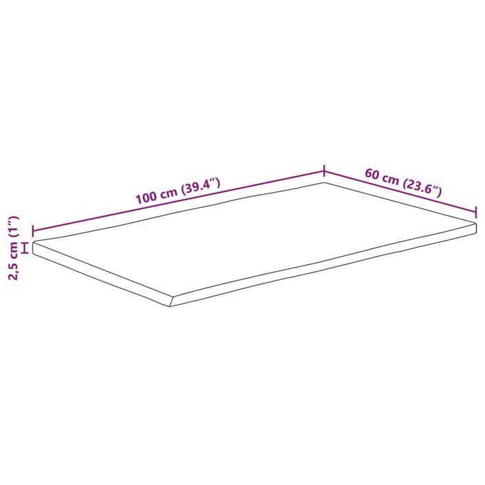 Dessus de table 100x60x2,5 cm bord vivant bois massif manguier - Photo n°9