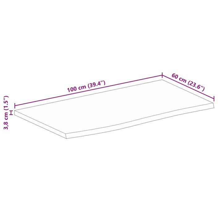 Dessus de table 100x60x3,8 cm bord vivant bois massif manguier - Photo n°9