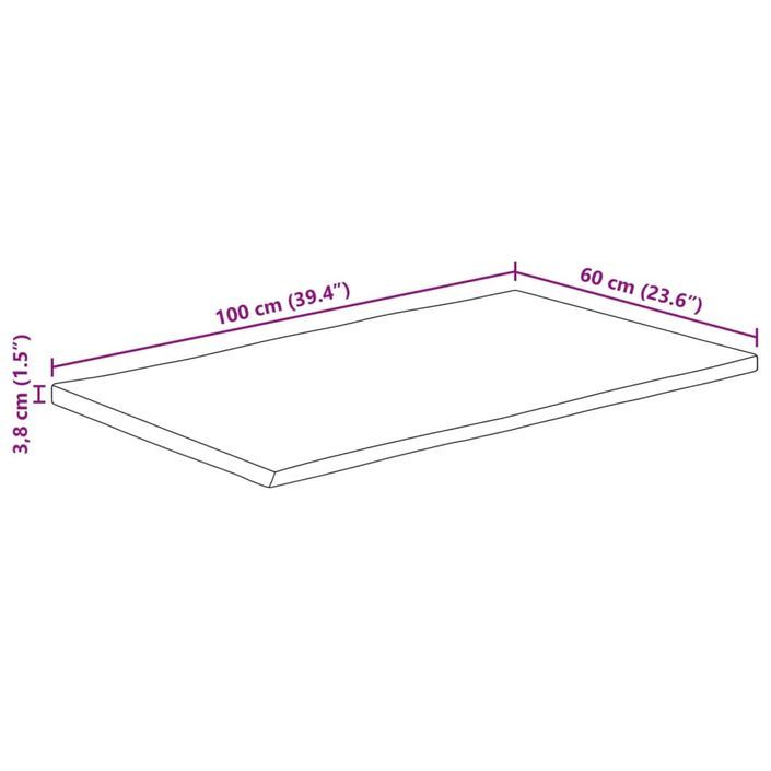 Dessus de table 100x60x3,8 cm bord vivant bois massif manguier - Photo n°9