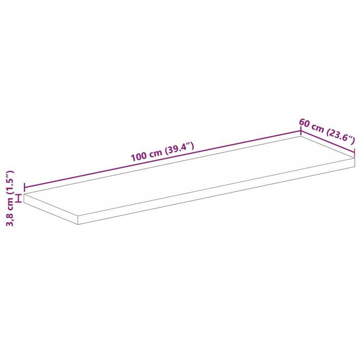 Dessus de table 100x60x3,8cm rectangulaire bois massif récupéré - Photo n°9