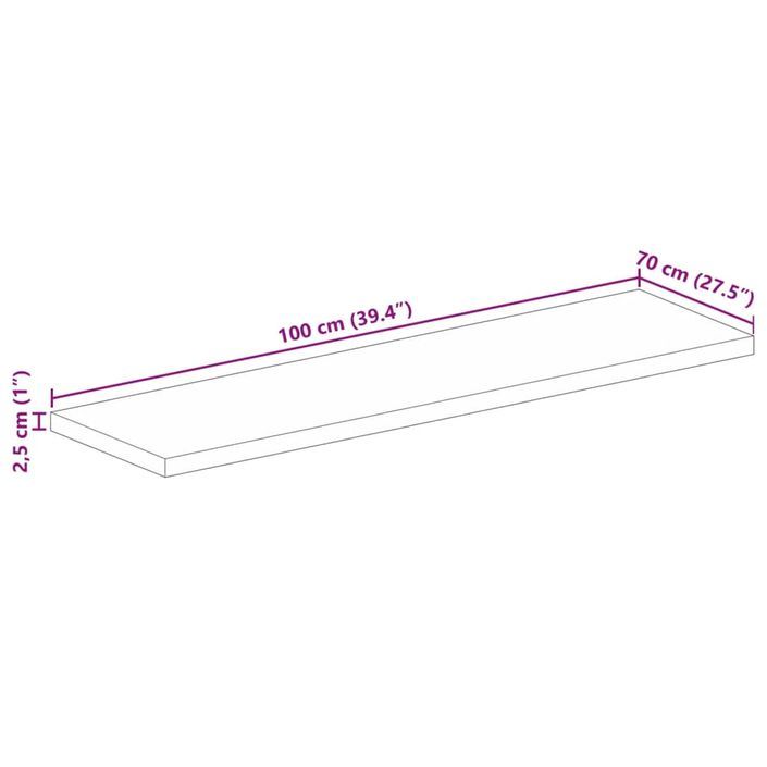 Dessus de table 100x70x2,5cm rectangulaire bois massif manguier - Photo n°9