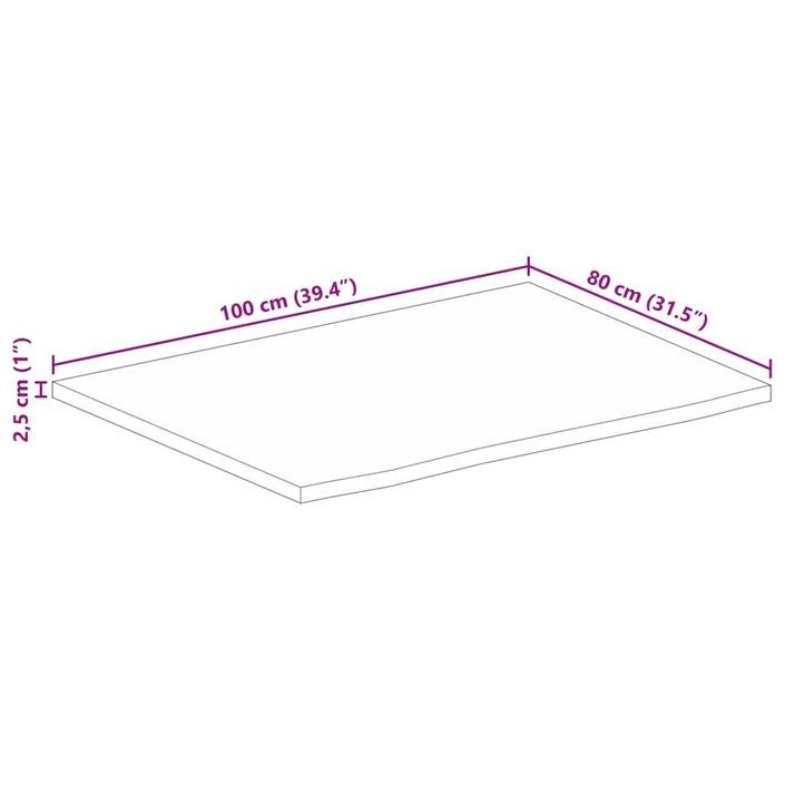 Dessus de table 100x80x2,5 cm bord vivant bois massif manguier - Photo n°9