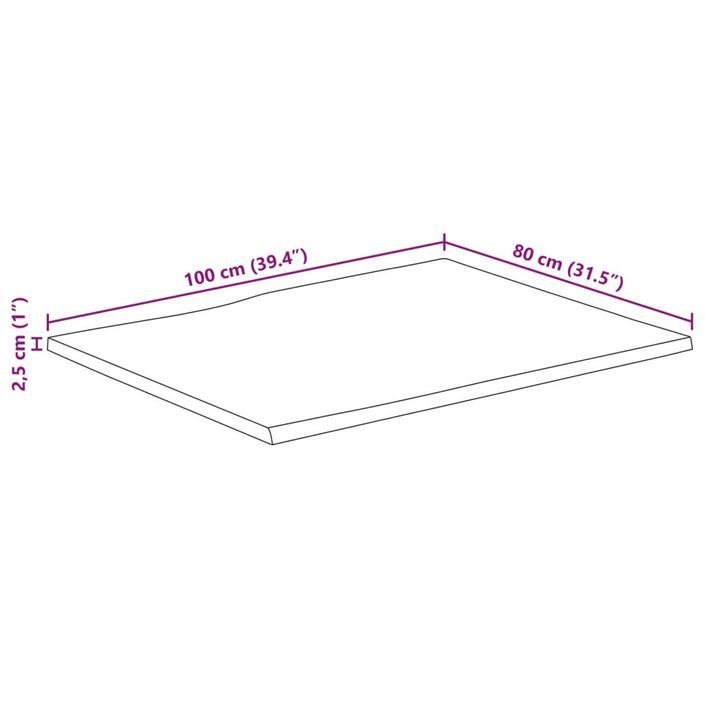 Dessus de table 100x80x2,5 cm bord vivant bois massif manguier - Photo n°9