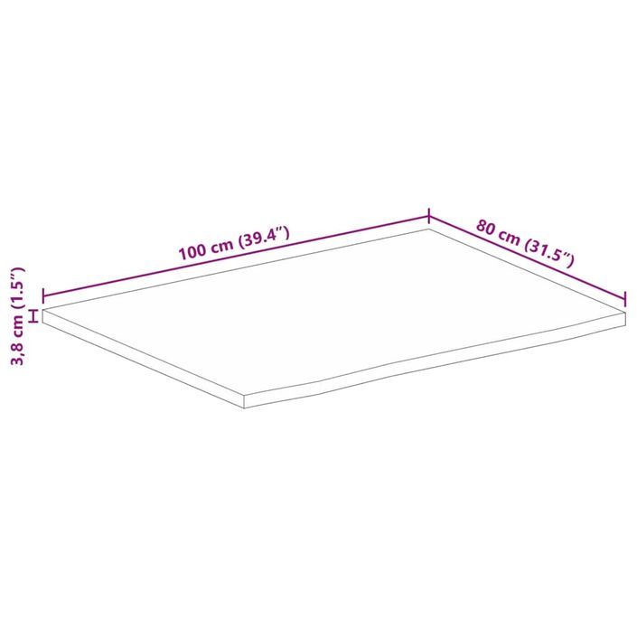 Dessus de table 100x80x3,8cm bord vif bois massif manguier brut - Photo n°9