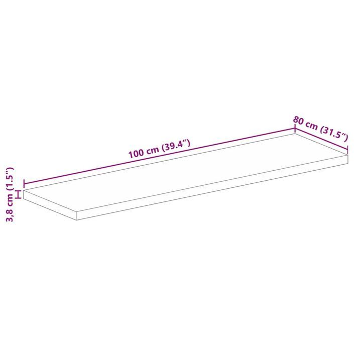 Dessus de table 100x80x3,8cm rectangulaire bois massif d'acacia - Photo n°9