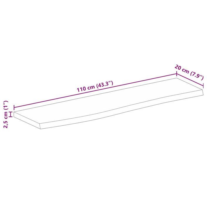 Dessus de table 110x20x2,5 cm bord vivant bois massif manguier - Photo n°9