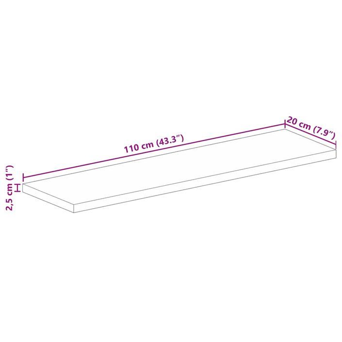 Dessus de table 110x20x2,5cm rectangulaire bois massif récupéré - Photo n°9