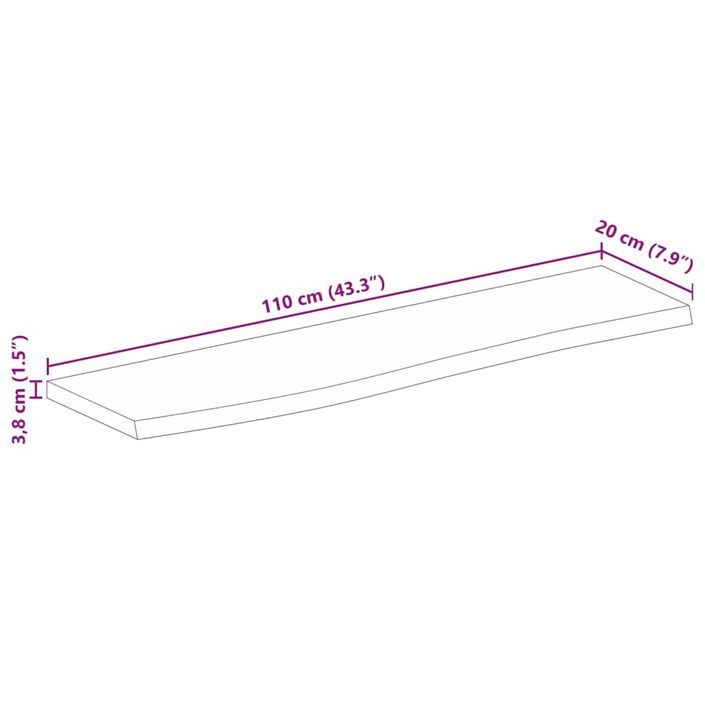 Dessus de table 110x20x3,8 cm bord vivant bois massif manguier - Photo n°9