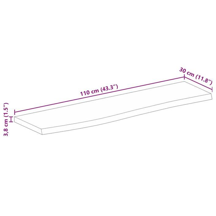 Dessus de table 110x30x3,8 cm bord vivant bois massif manguier - Photo n°9