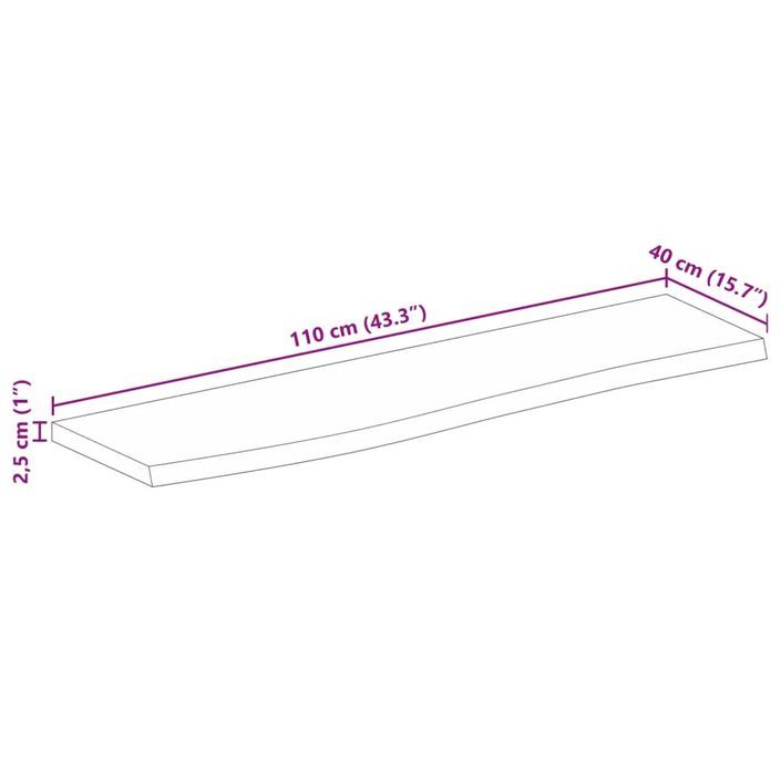 Dessus de table 110x40x2,5 cm bord vivant bois massif manguier - Photo n°9