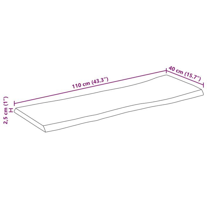 Dessus de table 110x40x2,5 cm bord vivant bois massif manguier - Photo n°9