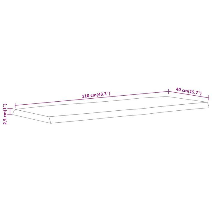 Dessus de table 110x40x2,5 cm rectangulaire bois massif acacia - Photo n°9