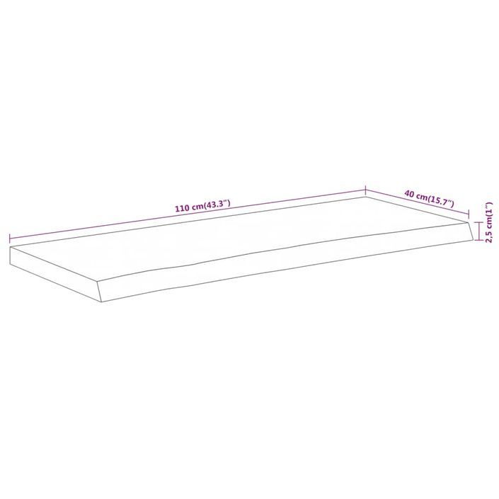 Dessus de table 110x40x2,5 cm rectangulaire bois massif acacia - Photo n°8