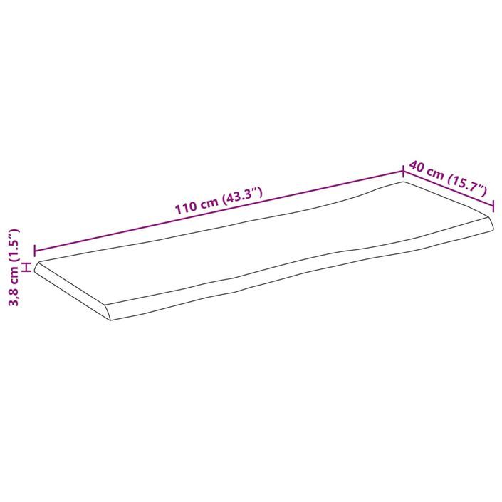 Dessus de table 110x40x3,8 cm bord vivant bois massif manguier - Photo n°9