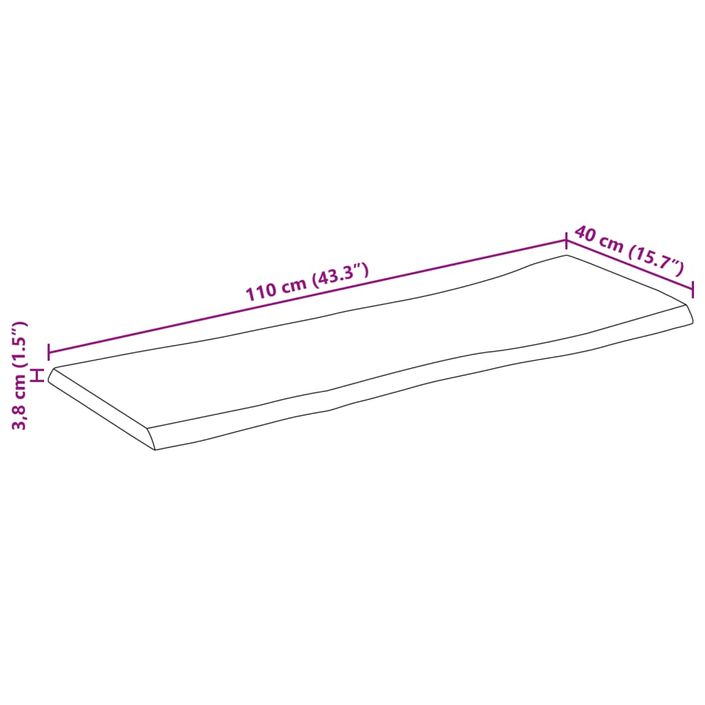 Dessus de table 110x40x3,8 cm rectangulaire bois massif acacia - Photo n°9