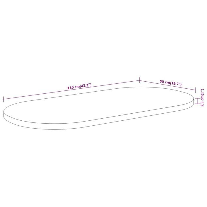 Dessus de table 110x50x2,5 cm ovale bois massif d'acacia - Photo n°9