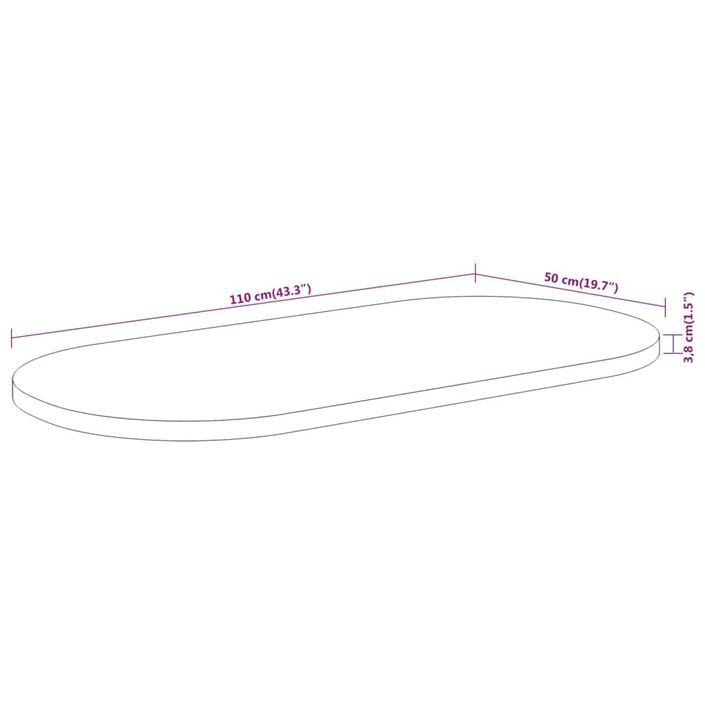 Dessus de table 110x50x3,8 cm ovale bois massif d'acacia - Photo n°9