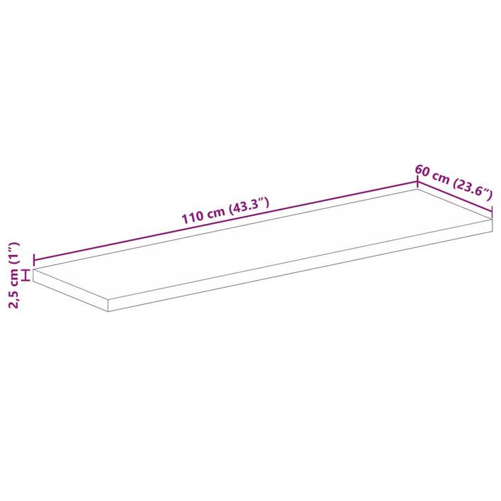 Dessus de table 110x60x2,5cm rectangulaire bois massif manguier - Photo n°9