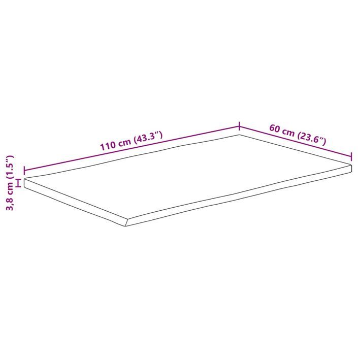 Dessus de table 110x60x3,8 cm bord vivant bois massif manguier - Photo n°9