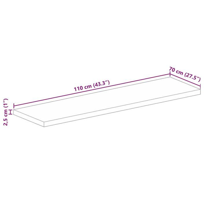 Dessus de table 110x70x2,5cm rectangulaire bois massif manguier - Photo n°9