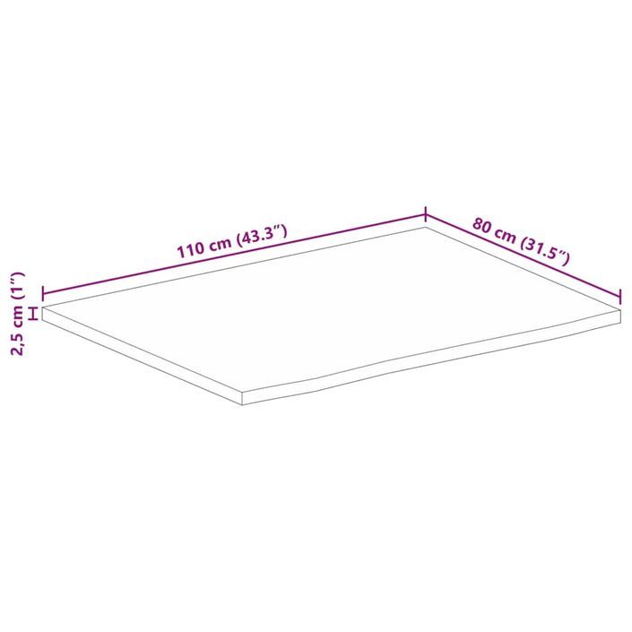 Dessus de table 110x80x2,5 cm bord vivant bois massif manguier - Photo n°9