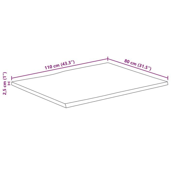 Dessus de table 110x80x2,5 cm rectangulaire bois massif acacia - Photo n°9