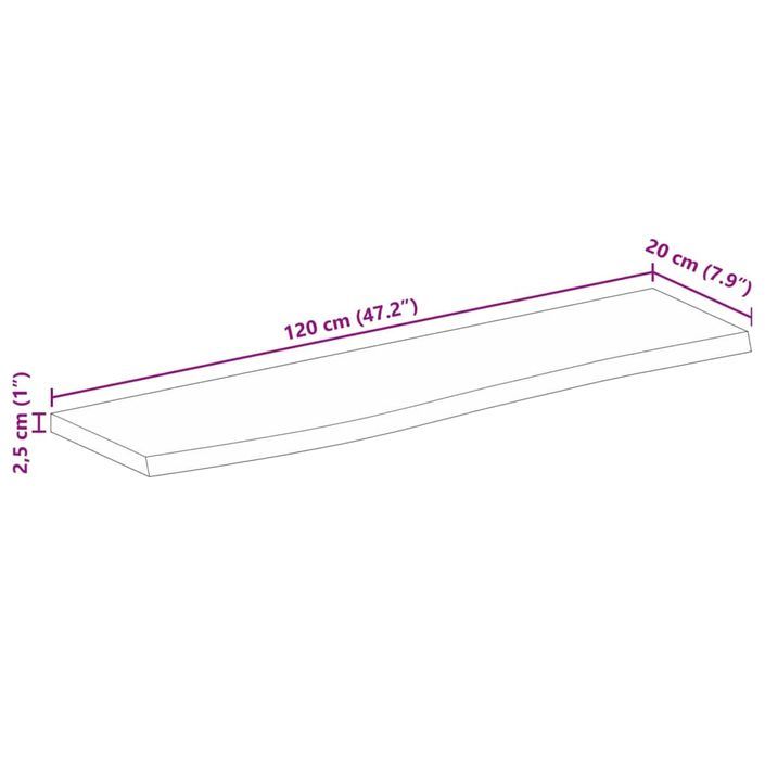 Dessus de table 120x20x2,5 cm bord vivant bois massif manguier - Photo n°9