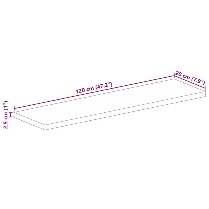 Dessus de table 120x20x2,5cm rectangulaire bois massif d'acacia - Photo n°9