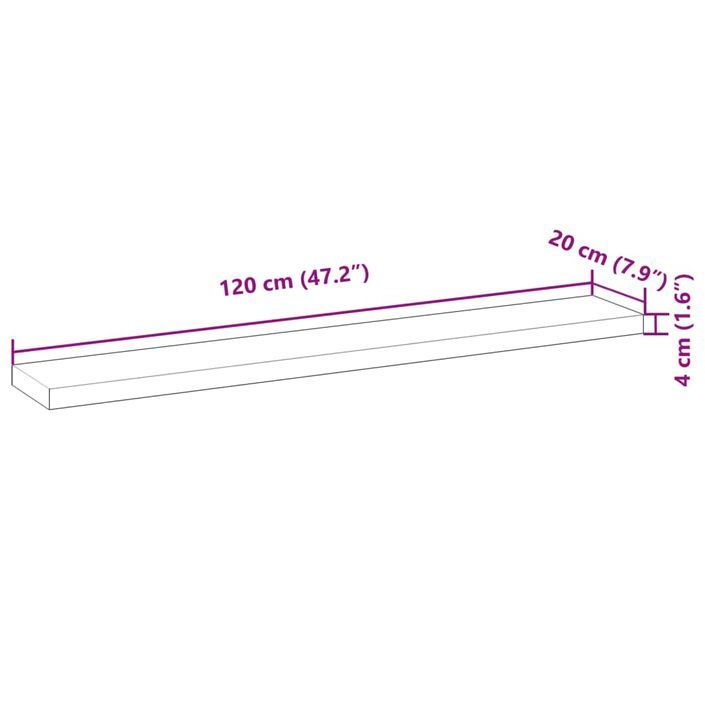 Dessus de table 120x20x4 cm rectangulaire bois massif d'acacia - Photo n°9