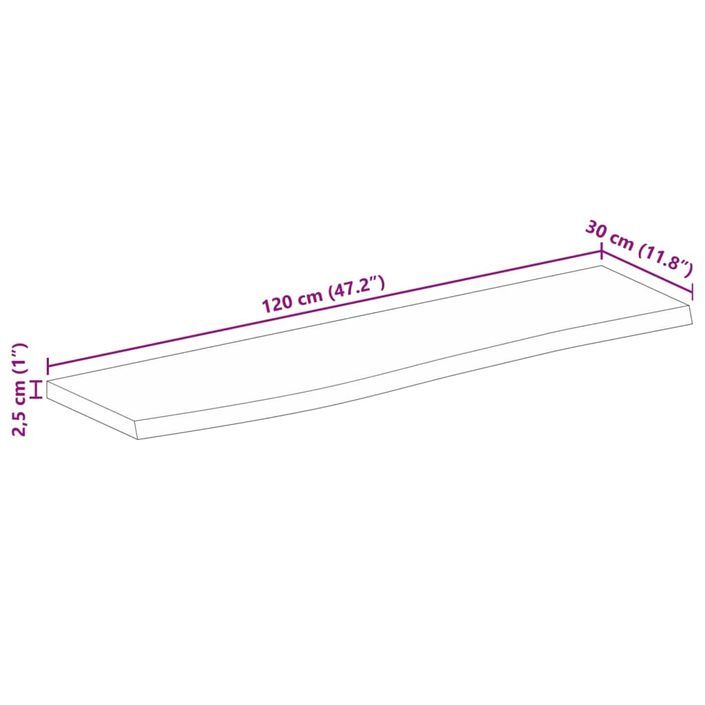 Dessus de table 120x30x2,5 cm bord vivant bois massif manguier - Photo n°9