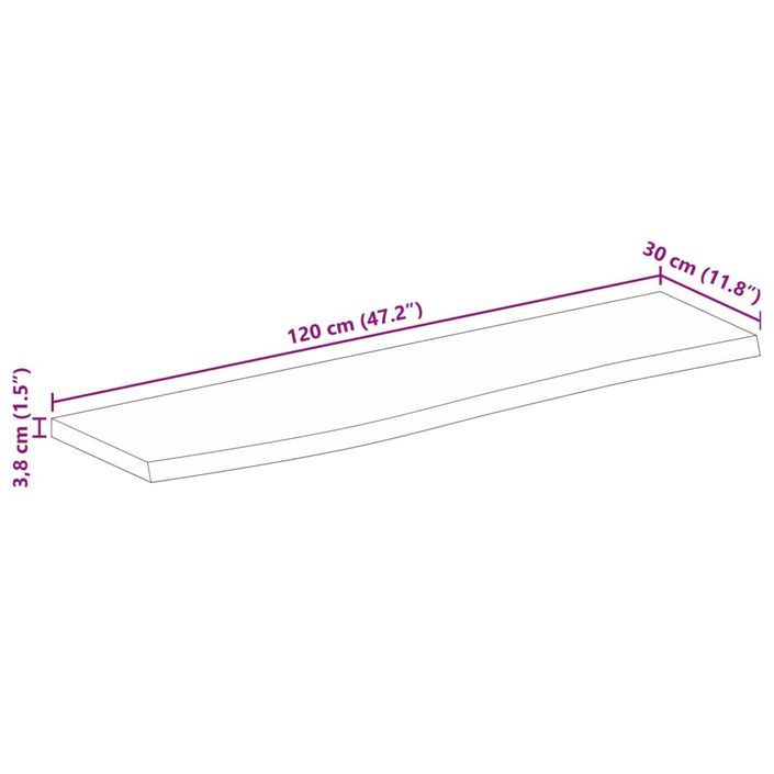 Dessus de table 120x30x3,8 cm bord vivant bois massif manguier - Photo n°9